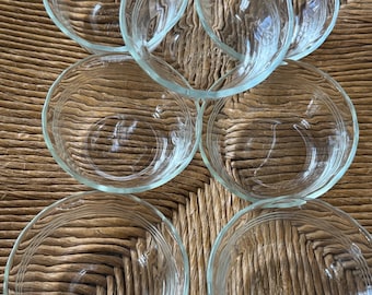 Vintage Pyrex Custard Cups Originals 463 Clear Glass Scalloped Rim Set of 7