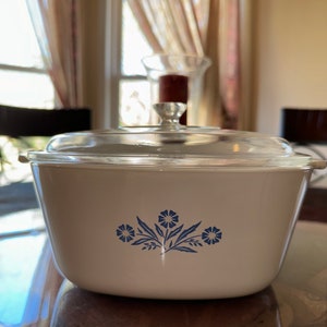Corning Ware Casserole Lidded Blue Cornflower Vintage 1969-1972 Square Baking Dish Vintage Corning Ware P-2 1/2-B, Read Details