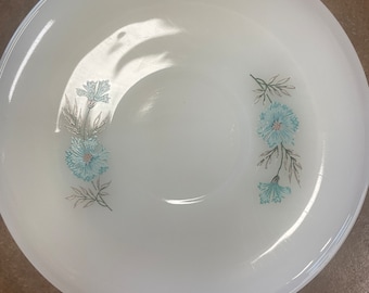 Vintage Fire King Bonnie Blue Saucers - Set of 4 Milk White Platnonite Glass