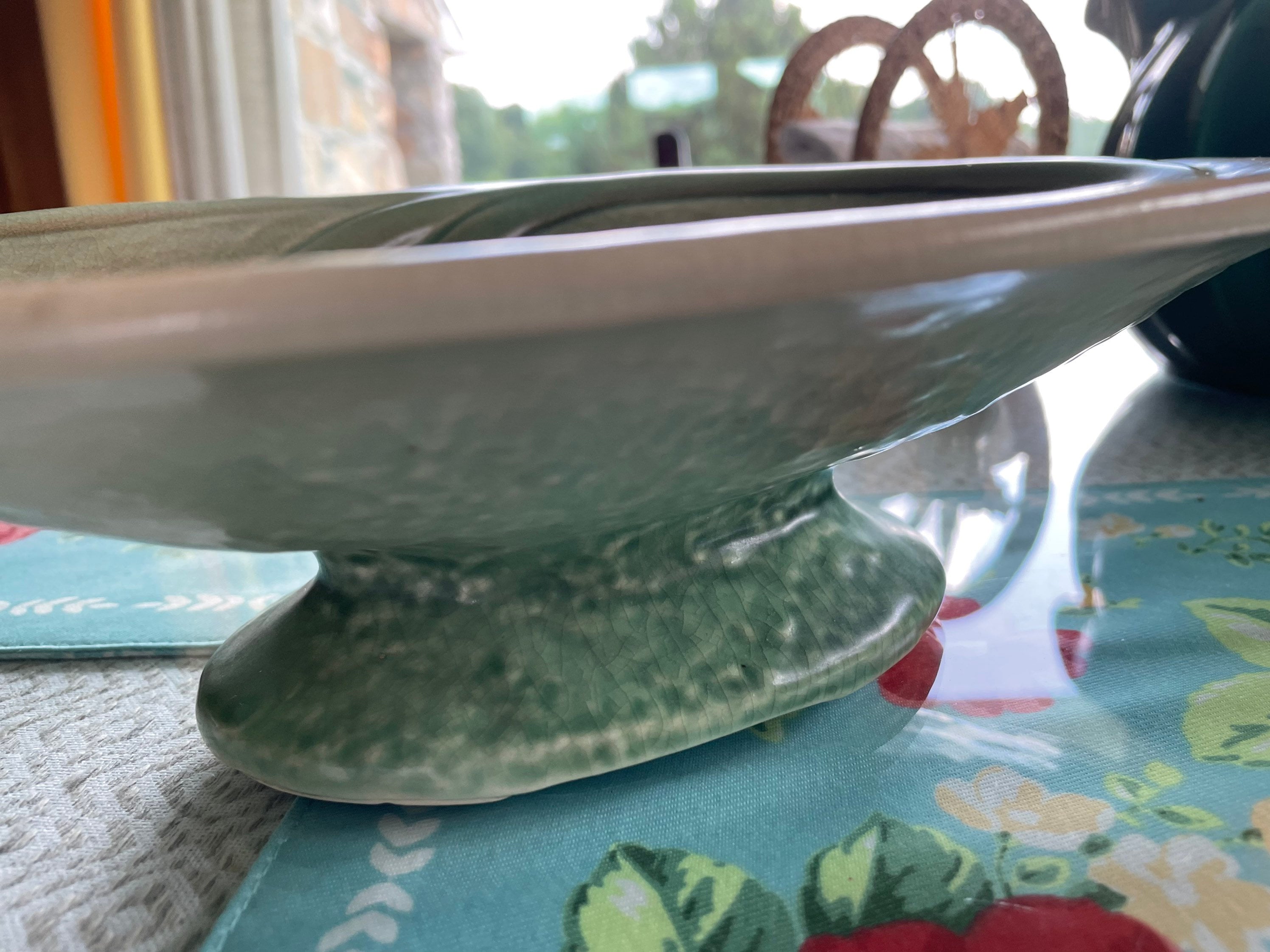 Vintage Pottery Bowl Console Table Bowl Pedestal Compote Etsy