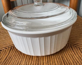 Vintage Corning Ware French White Casserole Dish With Lid L