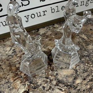 Vintage Madonna and Child Glass Figurines RCR Crystal Italy Mother and Baby Decor Crystal Statues Set of 2 T15 READ DETAILS