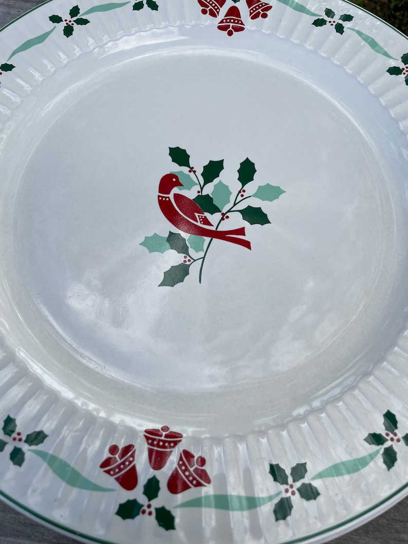 Nikko Bells and Holly Dinner Plates Christmas Red Bird Etsy
