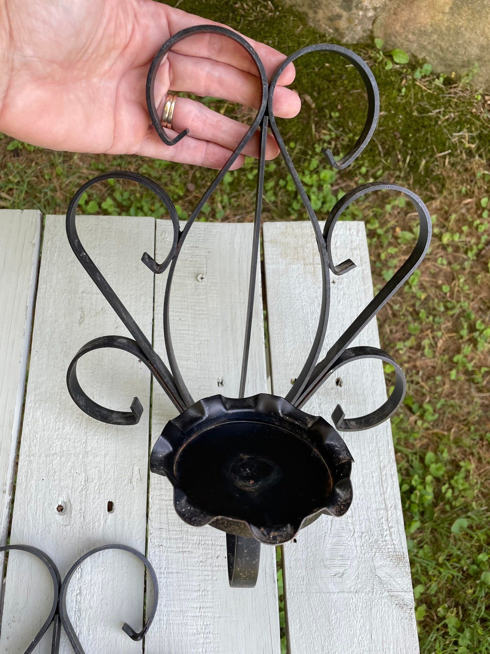 Vintage Wrought Iron Pillar Candle Holders Wrought Iron Wall Etsy