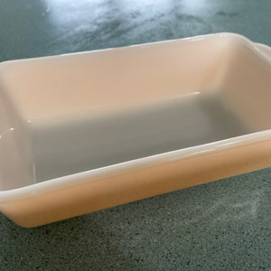Teglia per plumcake in platonite Fire King Peach Opalescent Luster Ware da 1 litro, modello 409, piatto da portata rettangolare, vintage anni &#39;50-&#39;60, T8