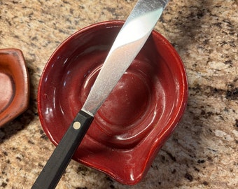 Vintage EKCO Cake Icer Spatula Black Handle, Brass Rivets
