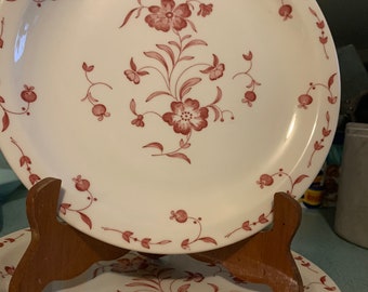 Mid Century Syracuse Restaurant Ware Plates 9" Lunch Dinner Plates Red Flowers & Gooseberry Spring Syracuse Set of 4 Plates READ DETAIL