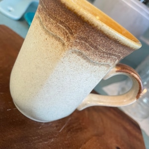 Mikasa E 8000 Whole Wheat Mug Stoneware Coffee Cup Beige Brown Scalloped Edges Vintage Mikasa Mug T7