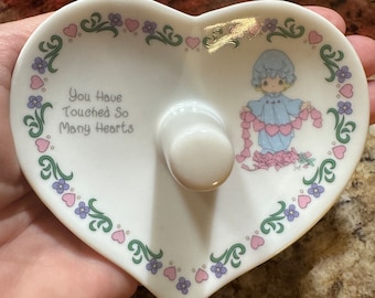 Vintage Precious Moments Porcelain Ring Holder: Enesco Trinket Dish