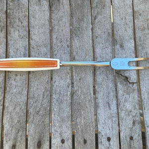 EKCO Chromium Plated Meat Fork EKCO Serving Fork EKCO Orange Handle Vintage Kitchen Utensil Read Details #B5B