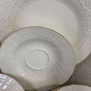 Mikasa Fine Ivory Tivoli, D1000 Made in Japan Basket Weave & Holly Design 5 Salad Plates 5 Saucers, #BIN G READ DETAIL