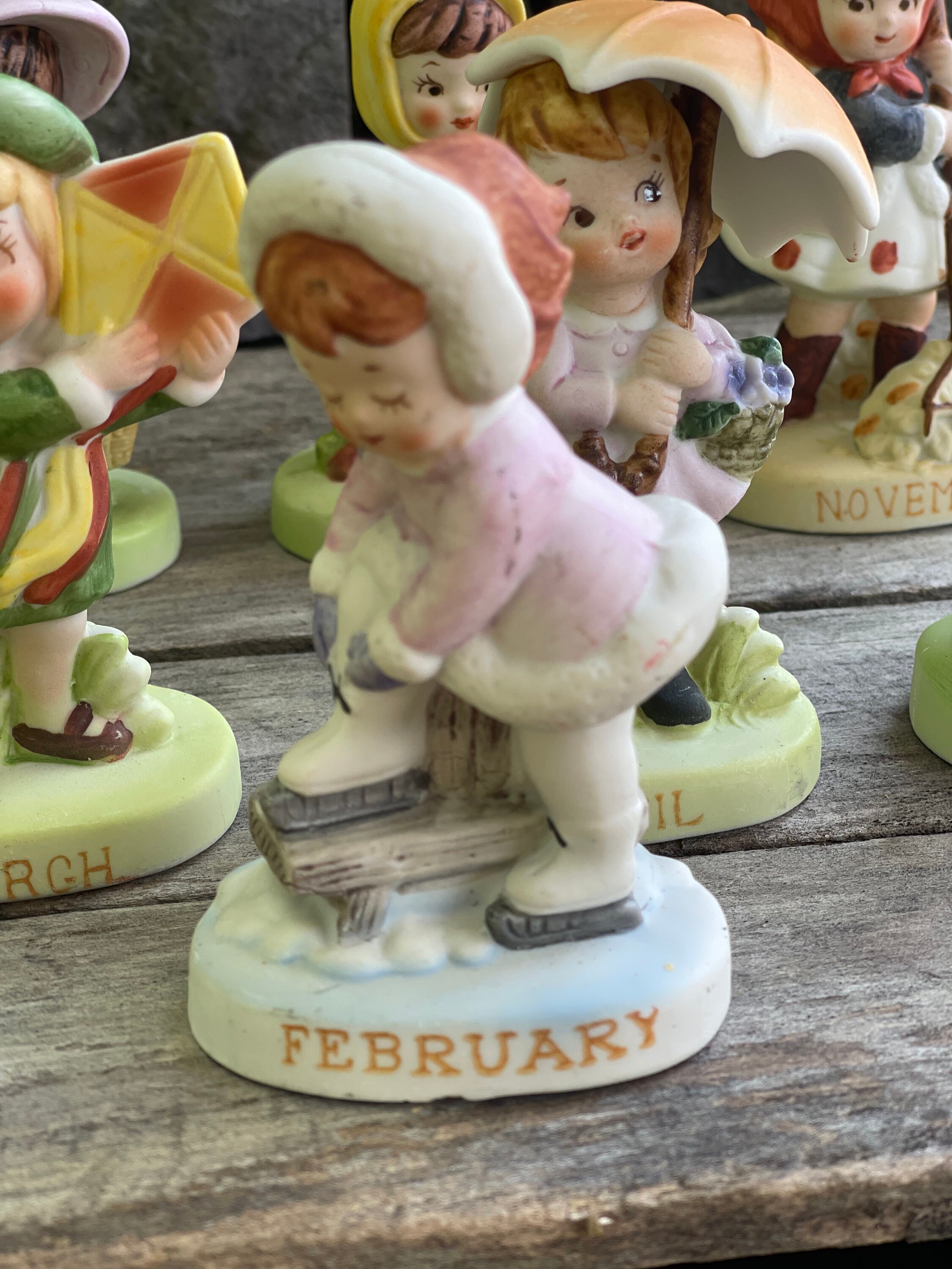 Norcrest Figurines Month of the Year Calendar Dolls Vintage