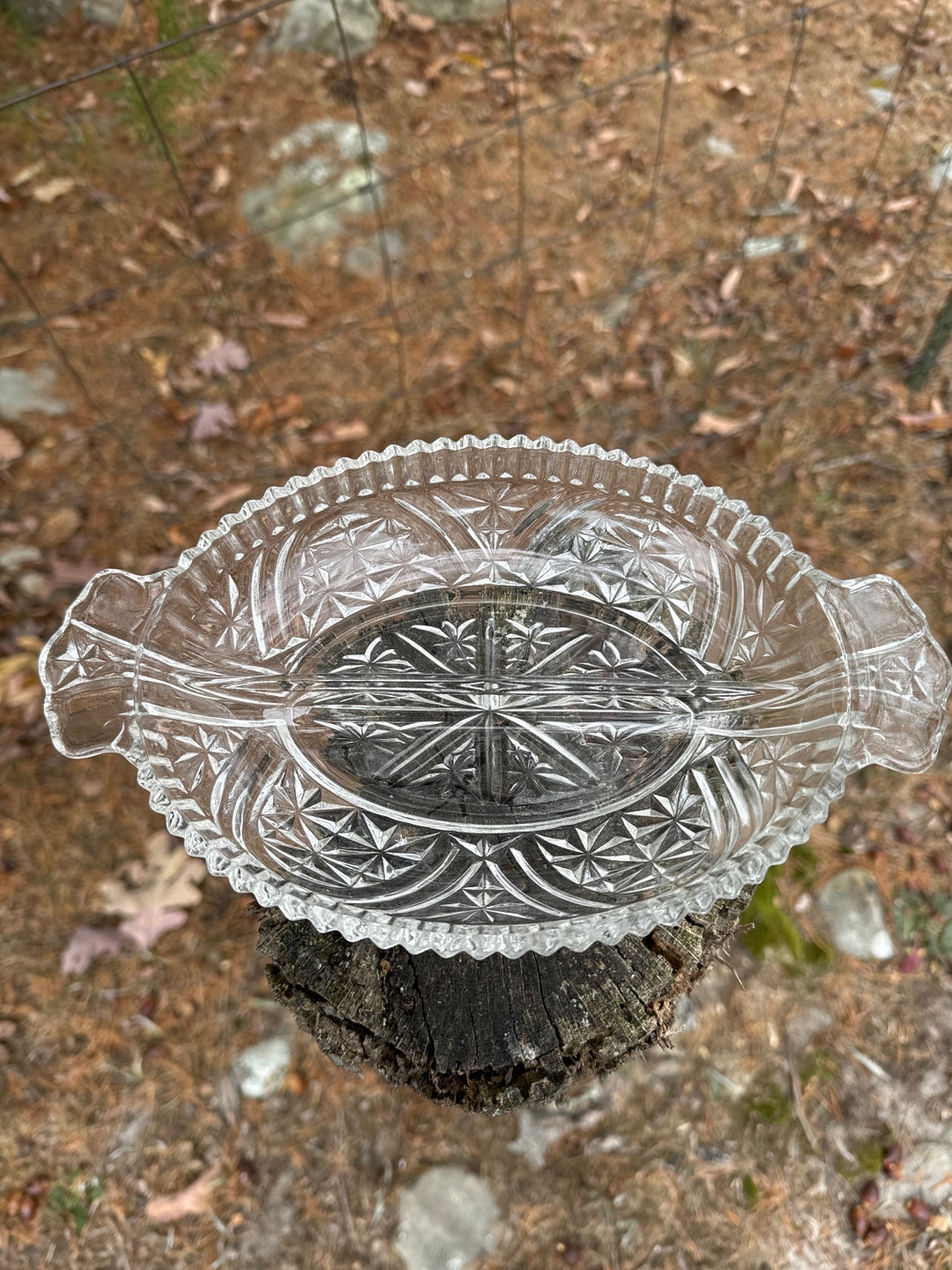 Vintage Divided Relish Dish Anchor Hocking Stars and Bars Two Etsy