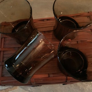 Smokey Brown Whiskey Glasses: Vintage Barware Set of 4 image 4