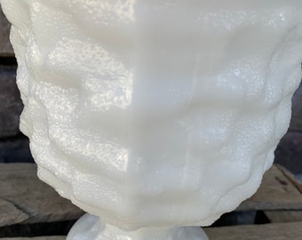 EO Brody CO White Milk Glass Planter Cleveland, OH Textured Pedestal Vase Footed Milk Glass Planter White Glass Urn Read Details