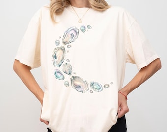 Comfort Colors® Oyster Shell Shirt, Coastal Sea Shell Tee, Beach Ocean Shirt, Aesthetic Shell Graphic Tee, Coastal Grandma Shirt
