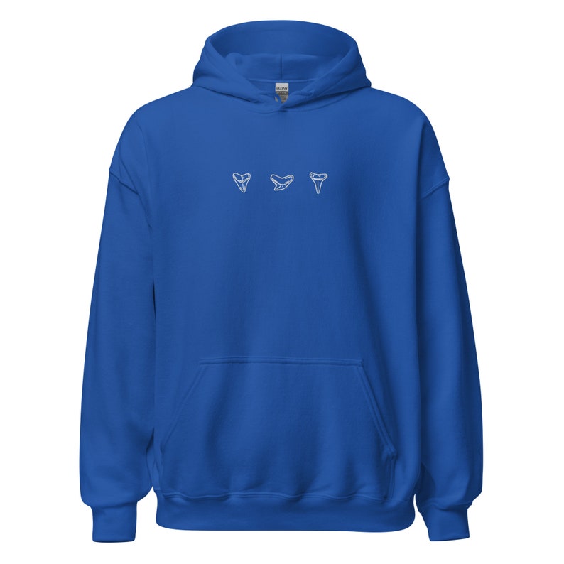 Shark Hoodie, Embroidered Shark Tooth Sweatshirt, Shark Lover Gift for Ocean Lover, Sea Animals Sweatshirt image 3