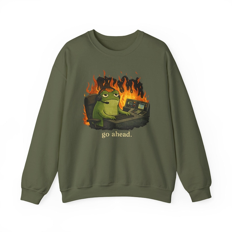 911 Dispatcher Sweatshirt, Funny Emergency Dispatcher Gifts, Frog Dispatch Shirt, 911 Police Dispatcher Gifts, Unisex Animal Meme T Shirts Military Green