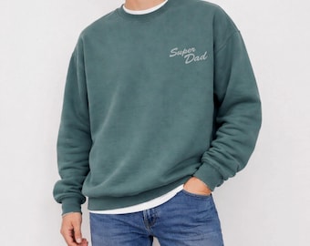 Super Dad Embroidered Sweatshirt, Father’s Day Gifts from Wife, Dad Crewneck, Gift for New Dad, Step Dad Father's Day Gift from Kids