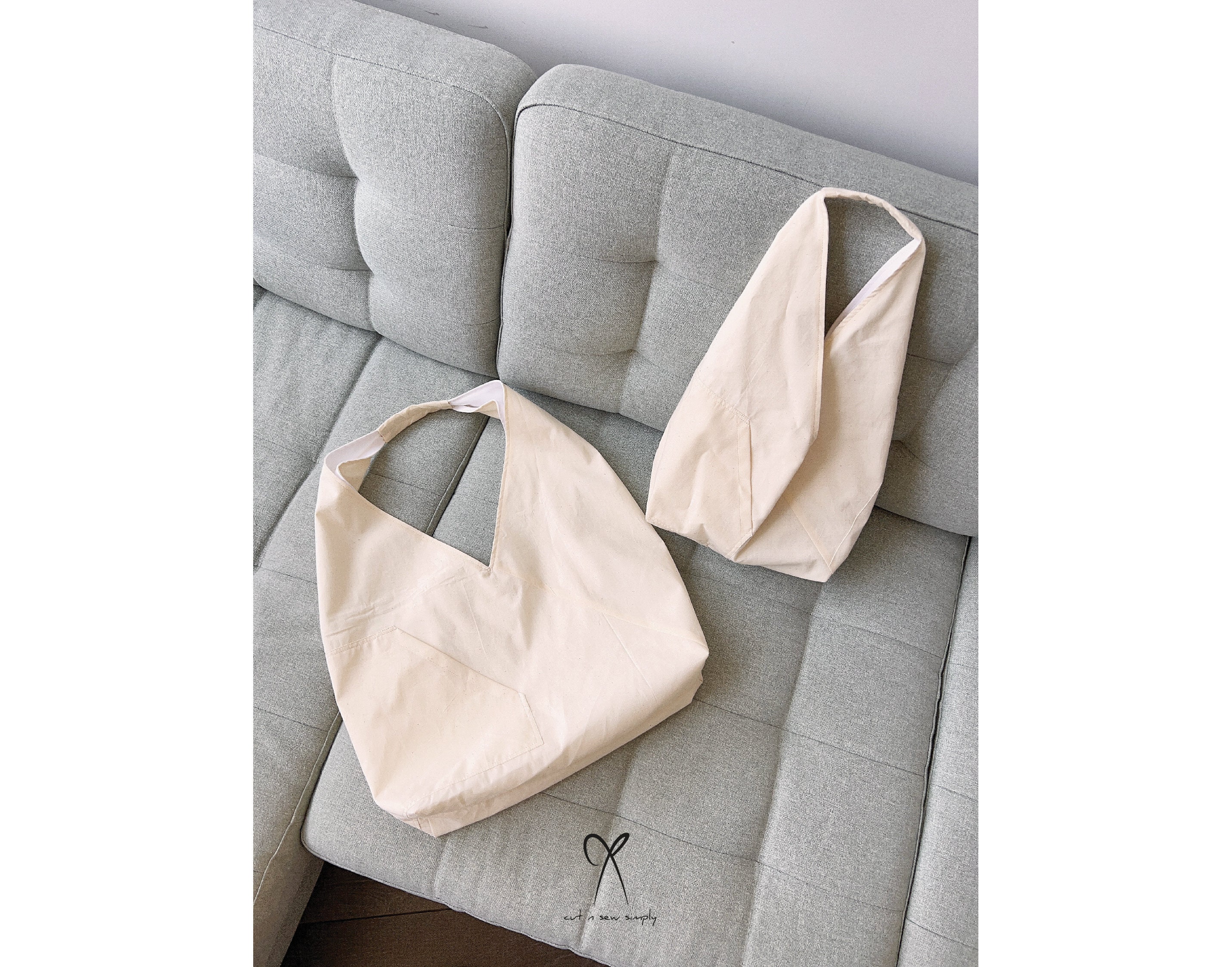 ★TOUT Y EST★ Printed Pattern Pocket Tote Bag CLDMB1202 Mini Tote Bag Sewing Tutorails With Templates,two Sizes