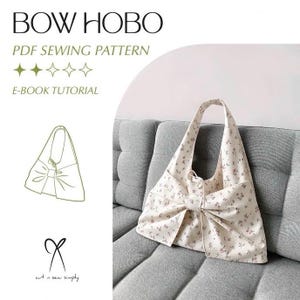 Modello di cucito per borsa a tracolla Bow Hobo in PDF - Modello digitale per principianti