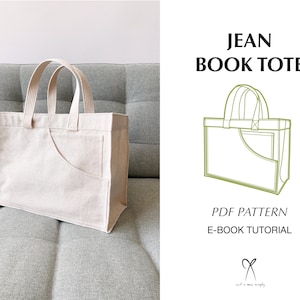 Jean Book Tote Bag Sewing Pattern PDF Printable Instant Download DIY One Size