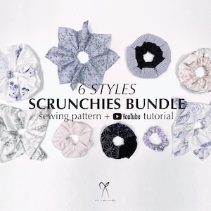 DIY Scrunchies 6 Styles Bundle PDF Sewing Pattern Printable Instant Download