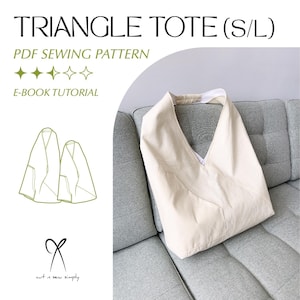 Triangle Pocket Tote Bag Sewing Pattern PDF Printable Instant Download DIY Two Sizes