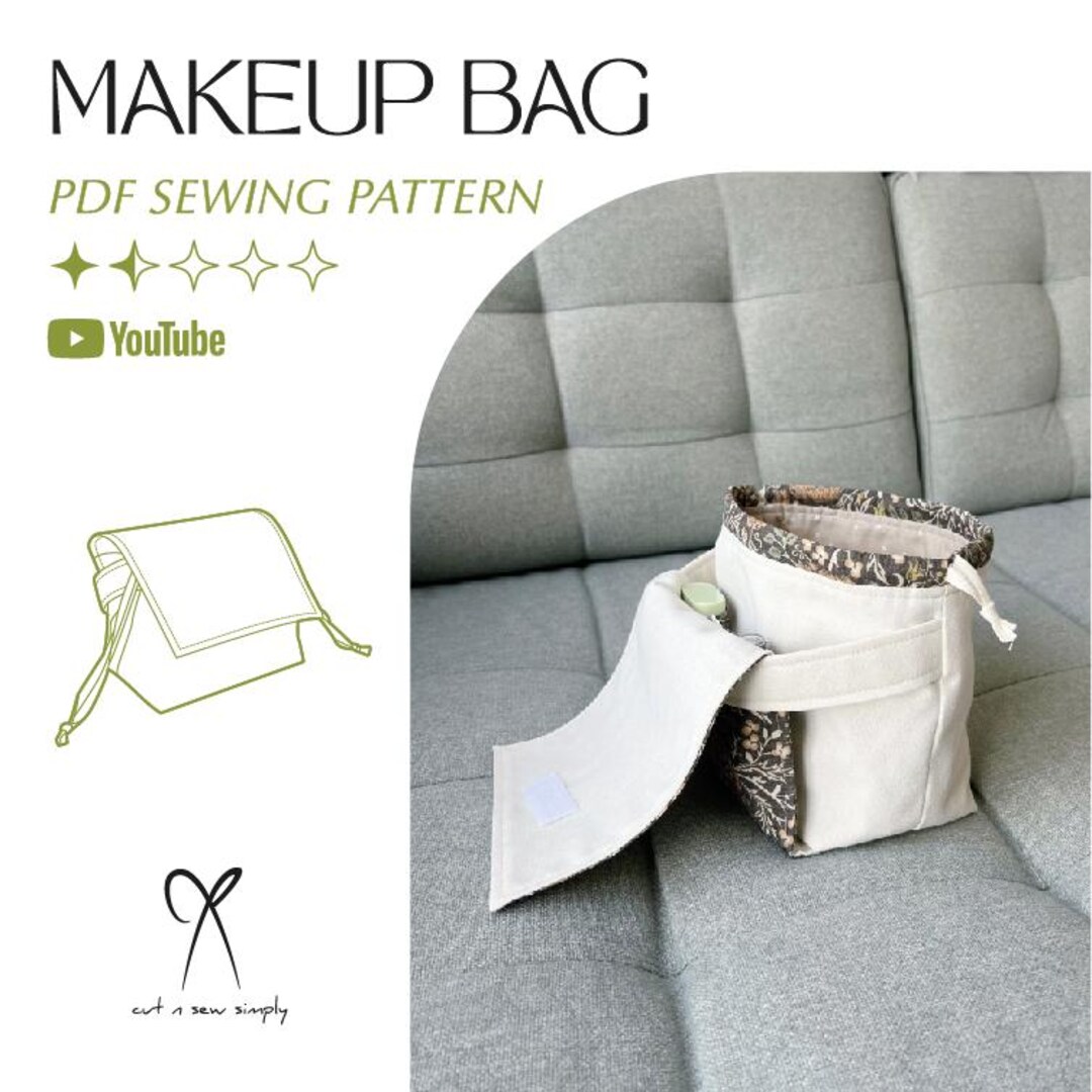Drawstring Makeup Bag Sewing Pattern PDF Digital Bag Pattern & Tutorial ...