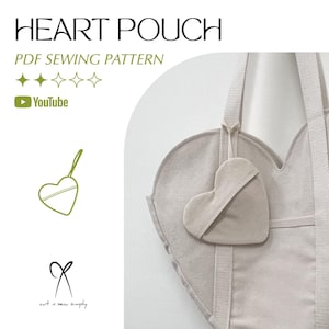Mini modello di cucito per marsupio a forma di cuore in formato PDF, stampabile, download immediato, fai da te, taglia unica