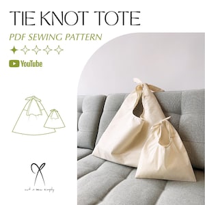Modello di cucito per borsa tote con nodo in PDF, stampabile, download immediato, pacchetto fai da te