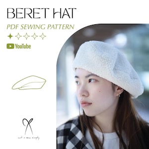 Modello per berretto da cucire in PDF, stampabile, download immediato, livello principiante, fai da te, taglia unica