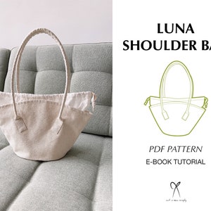 Luna Shoulder Bag with Drawstring Pouch Basket Bag Pattern Sewing PDF Printable Instant Download Beginner level DIY