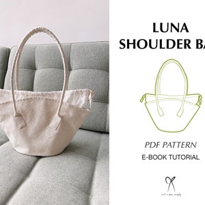 Luna Schultertasche mit Kordelzug Beutel Korb Tasche Schnittmuster PDF Printable Instant Download DIY