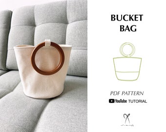 Ring Handled Bucket Bag Pattern Sewing PDF Printable Instant Download Beginner level DIY One Size