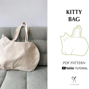 Cat Shaped Bag Sewing Pattern PDF Printable Instant Download DIY One Size