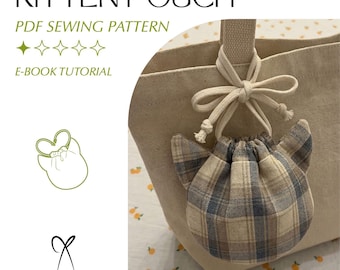 Cat Ear Drawstring Pouch Sewing Pattern | Beginner Kitty Bag PDF