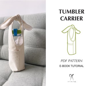 Tumbler Wine Bottle Bag Tie Knot Bag Pattern Sewing PDF Printable Instant Download Beginner level One Size