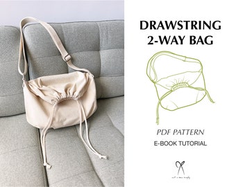 Unisex 2 Way Crossbody Shoulder Bag Pattern Sewing PDF Printable Instant Download Beginner level DIY