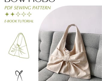 Bow Hobo Bag Sewing Pattern PDF Printable Instant Download DIY One Size