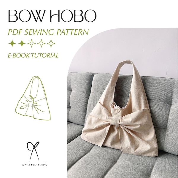 Bow Hobo Bag Sewing Pattern PDF Printable Instant Download DIY One Size