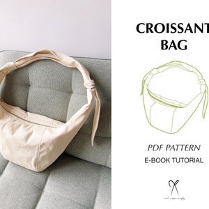 Croissant 2 Way Crossbody Shoulder Bag Sewing Pattern PDF Printable Instant Download DIY