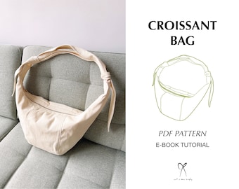 Croissant 2 Way Crossbody Shoulder Bag Pattern Sewing PDF Printable Instant Download Beginner level DIY