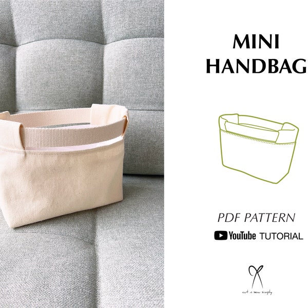 Mini Handbag Pattern Sewing PDF Printable Instant Download Beginner level DIY One Size