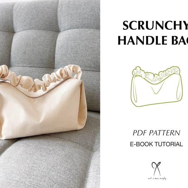 Scrunchy Handle Bag Handbag Pattern Sewing PDF Printable Instant Download Beginner level DIY