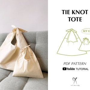 Tie Knot Tote Bag Schnittmuster PDF Printable Instant Download DIY Bundle