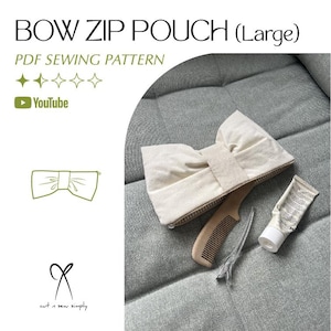 Groot zakje met rits, boogvormig naaipatroon PDF afdrukbare Instant Download DIY