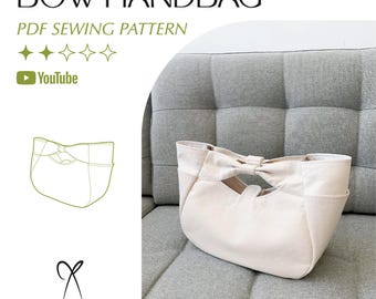 Bow Handbag Sewing Pattern PDF Printable Instant Download DIY One Size