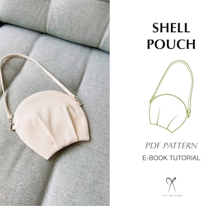 Shell Zip Up Pouch with Handle Evening Handbag Sewing Pattern PDF Printable Instant Download DIY