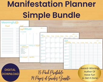 Manifestation Journal, Daily, Weekly, Monthly Habit Tracker Printable, Life Purpose, Ultimate Life Planner, ADHD Planner, A5, A4, Letter